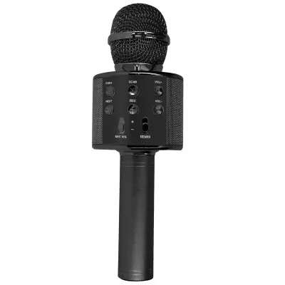Mikrofon za karaoke Bluetooth Vgrajeni zvočnik Večnamenski gumbi, Črna