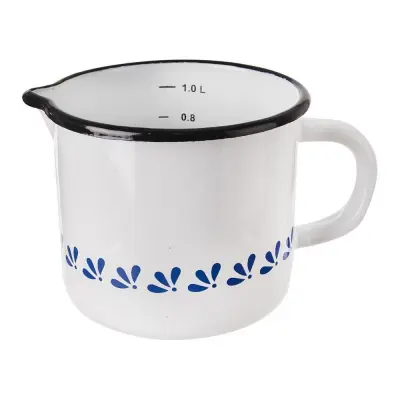Emajliran merilni vrček, bel, MODROBILA, 1,2 l