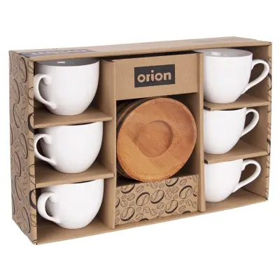 Bela porcelanasta skodelica s krožnikom WHITELINE 100 ml 6 kosov.
