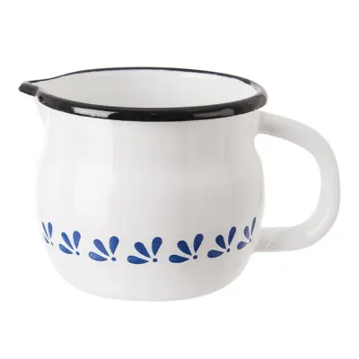 Bela emajlirana skodelica MODROBILA 800 ml