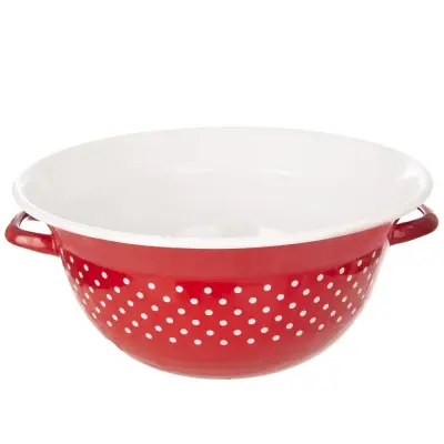 TECKA rdeča emajlirana kuhinjska posoda s pikami 34 cm, 9 l