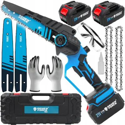 Set 21V brezkrtačna akumulatorska verižna žaga 20cm 2x 4Ah kovček