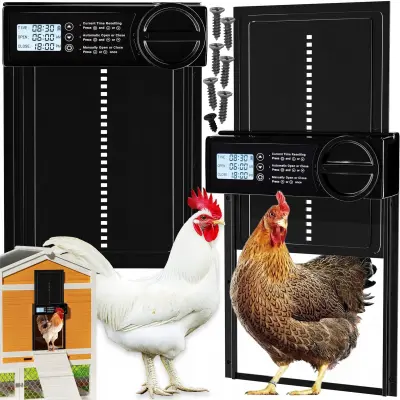 Elektronska avtomatska LCD vrata za kokošnjak s časovnikom 33x26cm črna