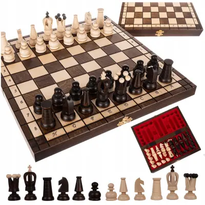 Premium lesen oblazinjen šah 31×31cm in lesene figure