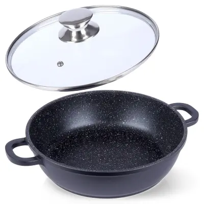 Granitna ponev s steklenim pokrovom GRANDE 24 cm