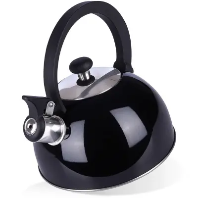 Žvižgajoči kotliček, jeklo, črna, 1,5 l