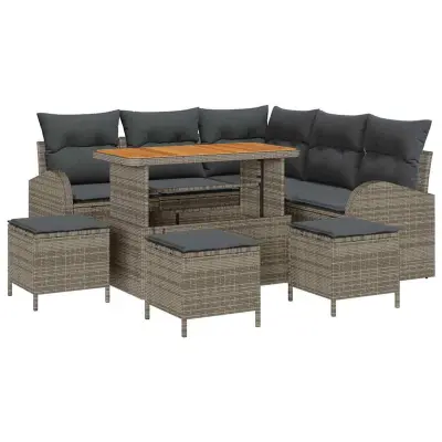 vidaXL Vrtna sedežna garnitura z blazino 9 pcs Siva 110 x 55 x 71 cm