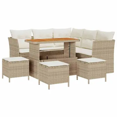 vidaXL Vrtna sedežna garnitura 9 pcs bež in krem 110 x 55 x 71 cm