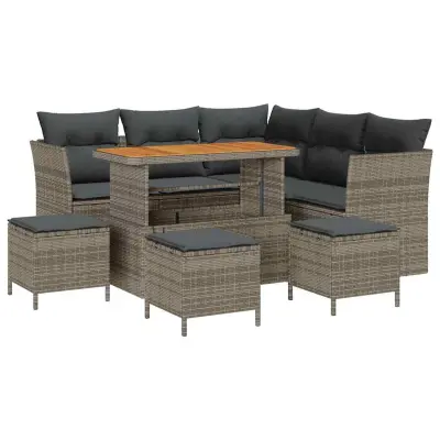 vidaXL Vrtna sedežna garnitura z blazino 9 pcs Siva 110 x 55 x 71 cm