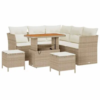 vidaXL Vrtna sedežna garnitura 8 pcs bež in krem 90 x 55 x 71 cm