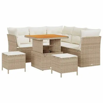 vidaXL Vrtna sedežna garnitura 8 pcs bež in krem 80 x 80 x 71 cm