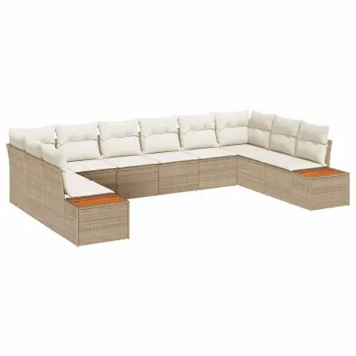 vidaXL Vrtna sedežna garnitura 10 pcs bež in krem 344 x 209 x 85 cm