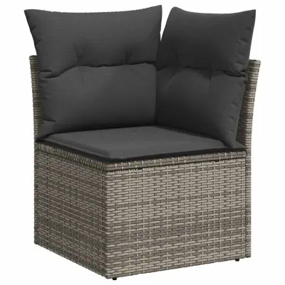 vidaXL Vrtna sedežna garnitura z blazino 9 pcs Siva 110 x 55 x 71 cm