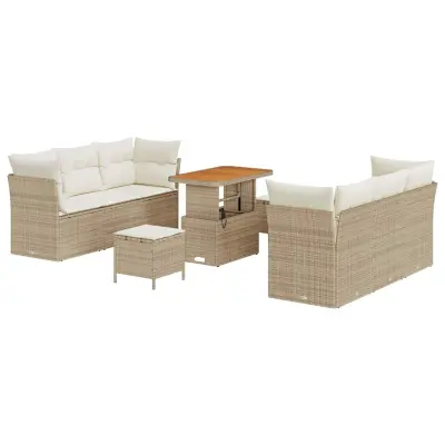 vidaXL Vrtna sedežna garnitura 9 pcs bež in krem 90 x 55 x 71 cm