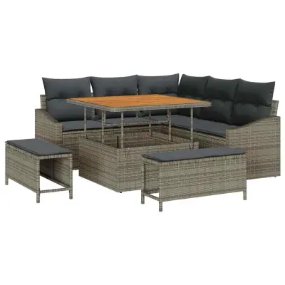 vidaXL Vrtna sedežna garnitura z blazino 8 pcs Siva 100 x 100 x 71 cm