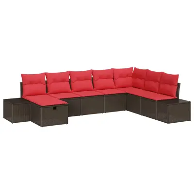 vidaXL Vrtna sedežna garnitura 8 pcs Rjava 55 x 62 x 69 cm Poly ratan