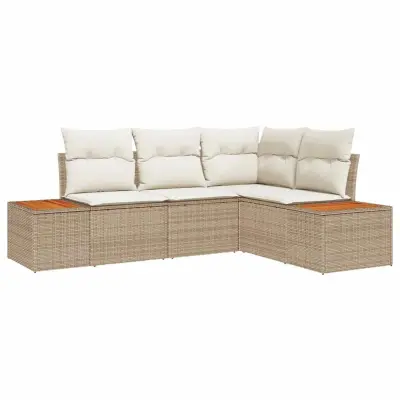 vidaXL Vrtna sedežna garnitura 4 pcs bež in krem 209 x 154 x 85 cm