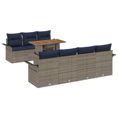 vidaXL Vrtna sedežna garnitura s shranjevanjem 8 pcs Siva Poly ratan
