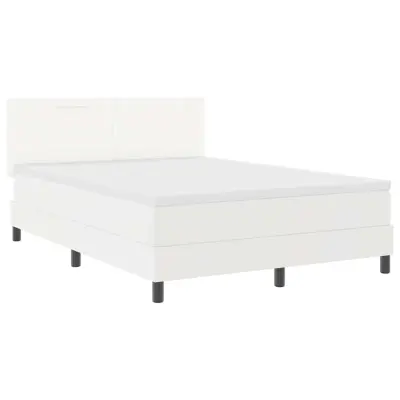 vidaXL Okvir postelje z vzmetnico Bela 140 x 190 cm Umetna koža
