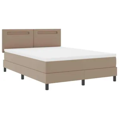vidaXL Okvir postelje z vzmetnico Kapučino 140 x 190 cm Umetna koža