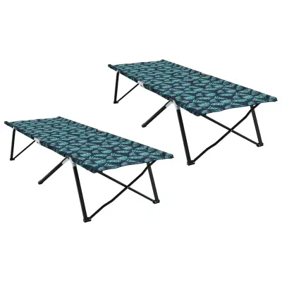 vidaXL Zložljiva kampirna postelja Zložljivo 2 pcs Vzorec listov