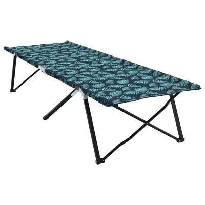 vidaXL Zložljiva kampirna postelja Vzorec listov 206 x 76 x 74 cm