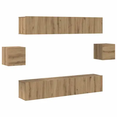 vidaXL set TV omarice 6 delni iz hrasta - inženirski les