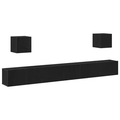 vidaXL 7 delni set TV omaric črni hrast inženirski les