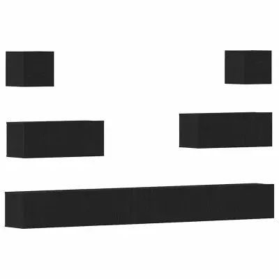 vidaXL 7-delni set TV omare - montaža na steno, črni hrast, umetni les