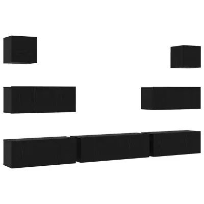 vidaXL TV omara komplet 7 pcs Črni hrast 100 x 30 x 30 cm