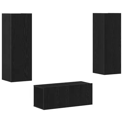 vidaXL 4-delni set TV omaric črni hrast inženirski les