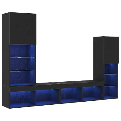 vidaXL TV omarica 4 pcs Črni hrast 40.5 x 30 x 102 cm Konstruiran les