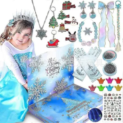 Odštevalna škatla za božične žaluzije Adventni koledar Princess Dress Up Girls Dodatki DIY Set Igrača Darilo