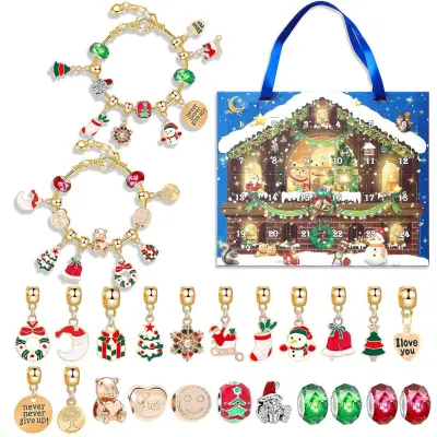 Christmas Is Coming 24 Countdown Calendar Darilna škatla Ustvarjalno presenečenje Set slepih škatel Diy Otroška zapestnica