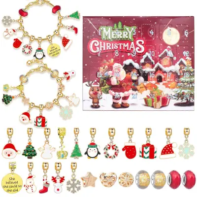 Christmas Is Coming 24 Countdown Calendar Darilna škatla Ustvarjalno presenečenje Set slepih škatel Diy Otroška zapestnica