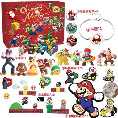 Božični adventni koledar Božični šiv Škatla za zavese Raznolikost risanih vilinov Super Mario igrače za zabavo okraski luknja glasba