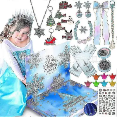 Odštevalna škatla za božične žaluzije Adventni koledar Princess Dress Up Girls Dodatki DIY Set igrač Giftchrui73