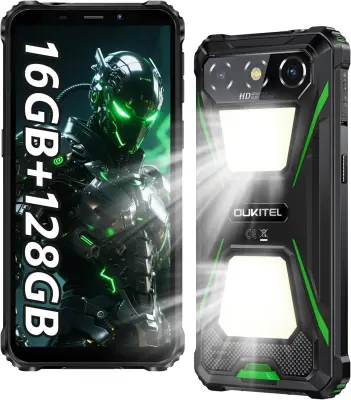 OUKITEL G5 16/128GB, zelena pametni robustni telefon, Dvojna kampirna svetilka, Android 14, 6300mAh 6" FHD+ 13MP