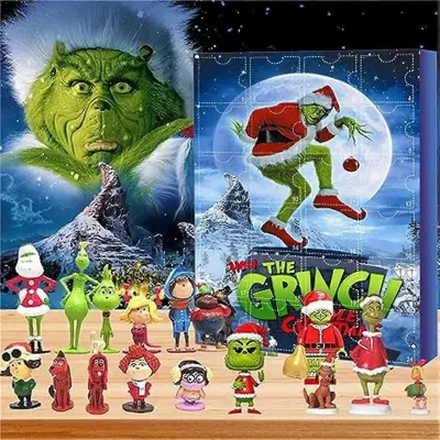 Božični adventni koledar 2023, adventni koledar, adventni koledar za otroke, s 24 kosi Grinch božičnih figuric za otroke Božična darilna zabava