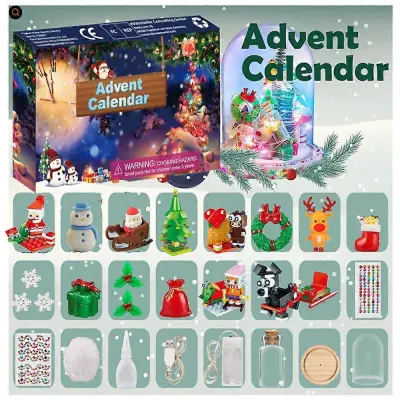 Božični adventni koledar Nova božična škatla za senčila DIY igrače za dekompresijo in dekompresijo Darilna škatla za 24-dnevno odštevanje