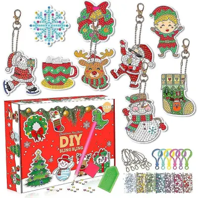 24-dnevno odštevanje do božičnega adventnega koledarja DIY komplet za diamantne slike Craft Chain Keychain Blind Box Chi
