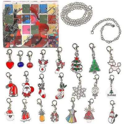 24 Koledar Odštevanje Darilna škatla Zapestnica Diy Ročne kroglice Božično presenečenje Slepa Škatla Zapestnica Božični advent - Ya