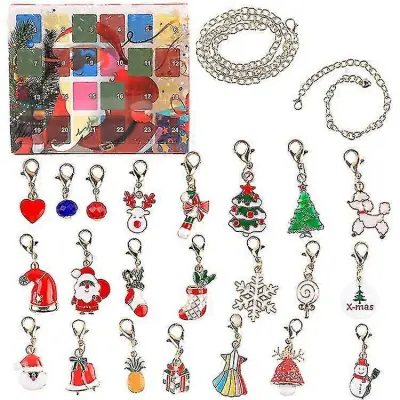 24 Koledar Odštevanje Darilna škatla Zapestnica Diy Ročne kroglice Božično presenečenje Slepa Škatla Zapestnica Božični advent - Ya