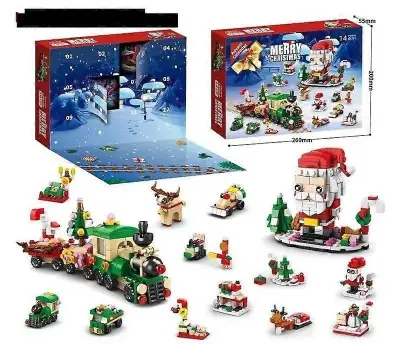 Adventni koledar Otroci z božičnimi gradniki Diy Set Blind Box Puzzle Božiček Igralni set