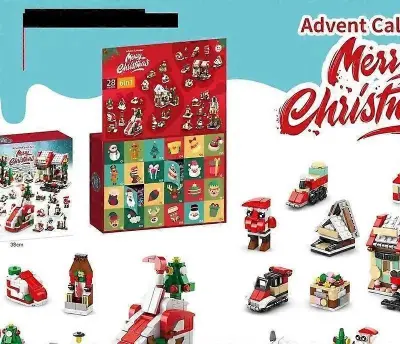 Adventni koledar Otroci z božičnimi gradniki Diy Set Blind Box Puzzle Božiček Igralni set