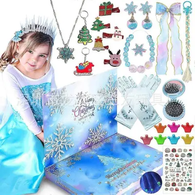 Odštevalna škatla za božične žaluzije Adventni koledar Princess Dress Up Girls Dodatki DIY Set Igrača Darilo
