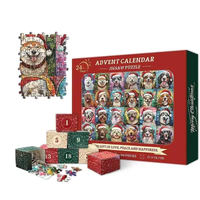 Božična uganka Blind Box Darilo Ljubka risana živalski vzorec Novoletni adventni koledar Otroška sestavljanka