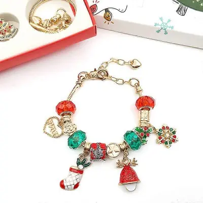 GaiBoSi 24PCS Ogrlica Obesek Božično odštevanje Adventni koledar Blind Box Božična tema DIY Zapestnica Božično presenečenje Darilna škatla