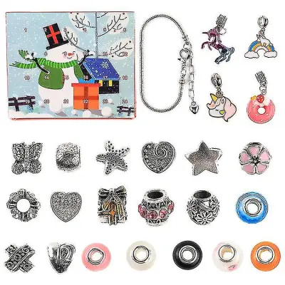 24 Koledar Odštevanje Darilna Škatla Zapestnica Diy Ročne Kroglice Božično Presenečenje Slepa Škatla Zapestnica Božič Advent SX
