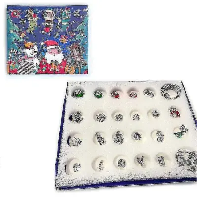24 Koledar Odštevanje Darilna škatla Zapestnica Diy Ročne kroglice Božično presenečenje Slepa Škatla Zapestnica Božični advent - Ya